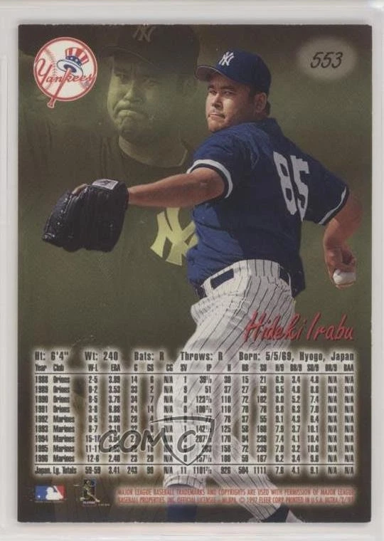 1997 Fleer Ultra Hideki Irabu #553 Rookie RC - Image 2 of 2