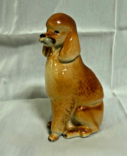 Vintage Lomonosov USSR Russia Porcelain Sitting Brown Poodle Dog Figurine 6"