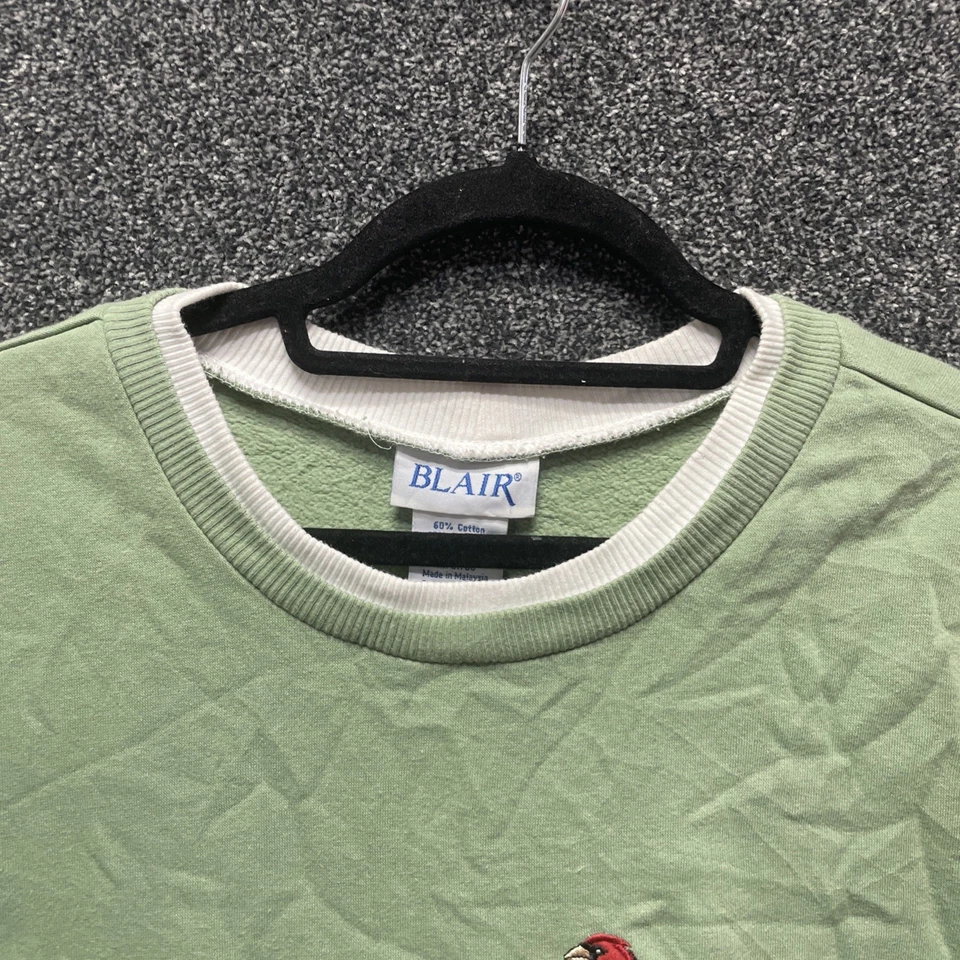 Suéter suéter Blair para mujer XL verde bordado cuello redondo naturaleza/pájaro Foto 3 de 4