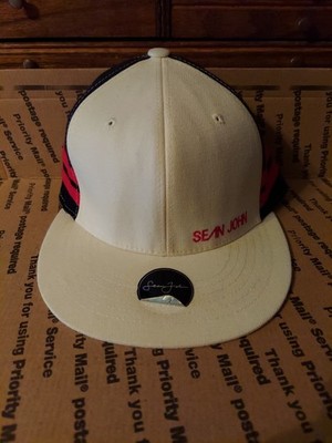 SEAN JOHN Y2K Fitted LG/XL White, Black & Red Cap P. Diddy