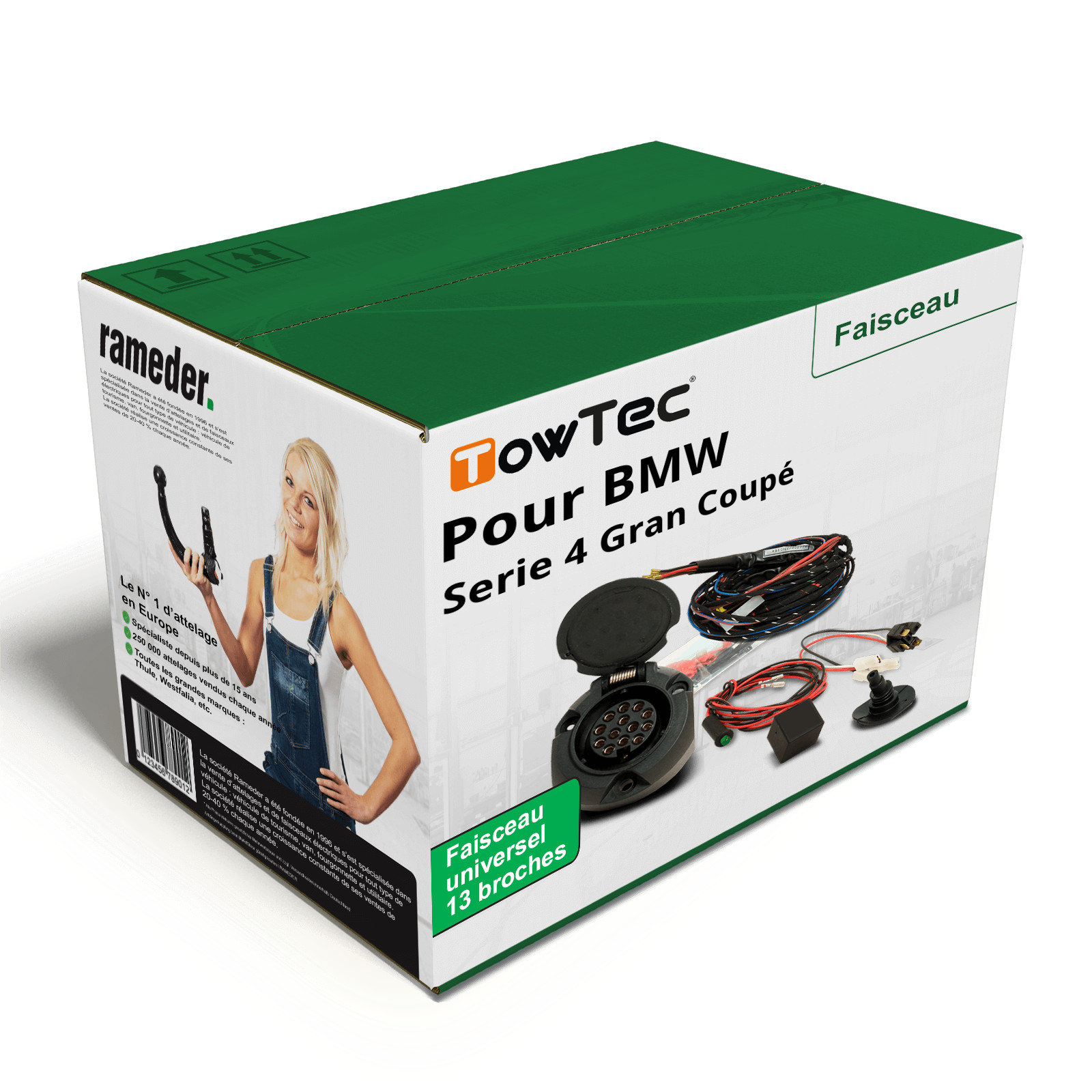 Faisceau 13 broches TowTec pour BMW Serie 4 Gran Coupé alimentation stable
