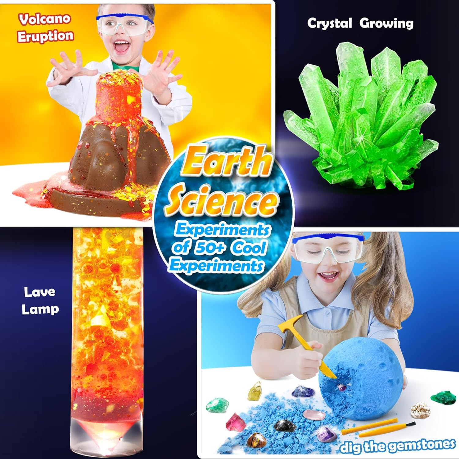50+ Science Lab Experiments Kit for Kids, STEM Activities, Chemistry Set, Volcan