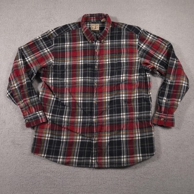 Red Head Flannel Shirt Mens 2XL Plaid Button Down Long Sleeve Red Black Gray