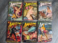 AMAZING STORIES Pulp Magazine 6pc Lot Good Girl Art Sci Fi 1951 1952 1953