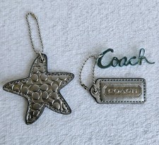 COACH Star And Logo With Hangtag Key Fob Bag Charm Keychain Silver/Blue Y2K