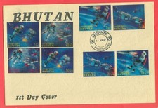 Bhutan SPACE 3D Set of 8 diff stamp on FDC Cover 1967