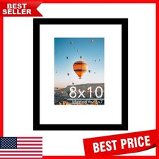 Modern Shatter Resistant Photo Frame 8x10 with 5x7 Mat for Safe Display