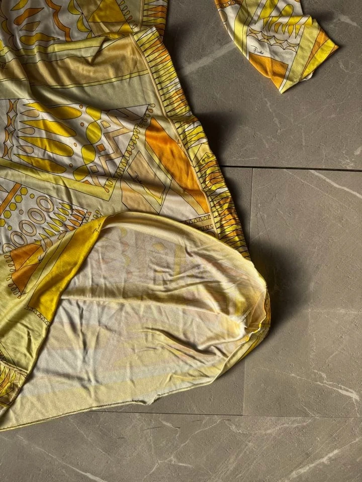 EMILIO PUCCI 几何印花连衣裙黄色多色意大利制造优雅 — 第 3/4 张图片