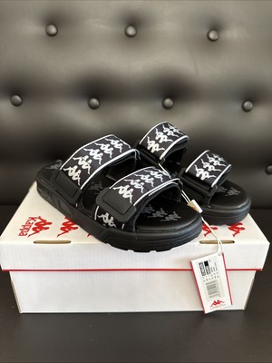 New Kappa 222 Banda Aster 1 Sandals Black White Mens Size 5