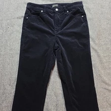 Talbots Corduroy Straight Leg Pants Women's Size 6p Petite Black High Rise