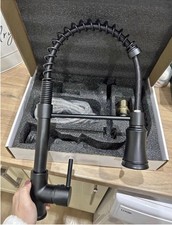 Matt Black Monobloc Kitchen Sink Mixer Tap with Pull Out Hose Spray Single Lever
