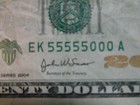 20 DOLLAR BILL - FANCY SERIAL NUMBER - 55555000 — photo 3