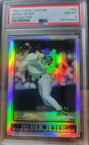  1998 Topps Chrome Derek Jeter Refractor #160 PSA 8 NR-MT 