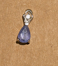 14K White Gold Tanzanite Teardrop Diamond Accent Stud Earrings, Kallati Brand