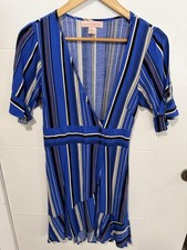 Band Of Gypsies Women’s Striped Wrap Dress With Button Detail Size Small