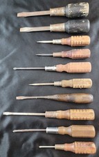 Lot of 10 Vintage Screwdriver Slotted Flathead Phillips WOOD HANDLE (All Ship)