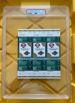 1993 WORLD SERIES Games 3-5 FULL Ticket Panel, PSA 9 MINT, POP 1, None Higher!!! - Image 1 of 3