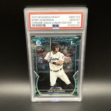 2023 Bowman Draft Kemp Alderman Chrome Aqua Lunar Crater #BDC-123 PSA 10 /125