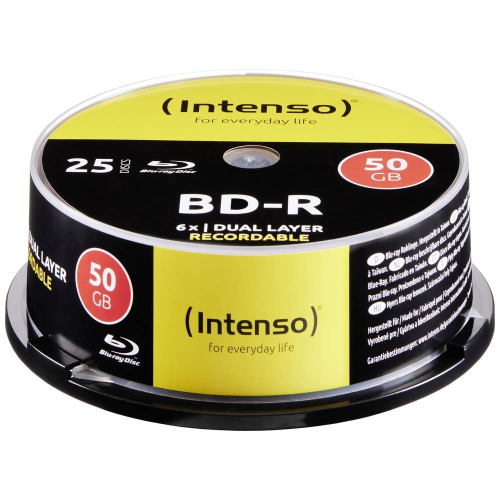 Blu-ray BD-R DL Intenso 5001124 vierge 50 GB en tour de 25 pcs pour sauvegarde de donnees