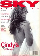 Cindy Crawford on Cover & Within SKY Magazine, April 1994. GC. Free UK Postage. 