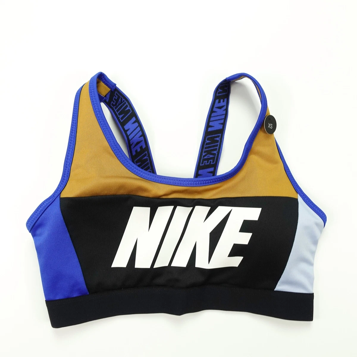 Nike Victory Bra Distort Support Sports Bra Blue Yellow Gold AQ0142 790  Size XS