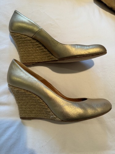 GOLD LEATHER LANVIN WEDGE PLATFORM SHOES