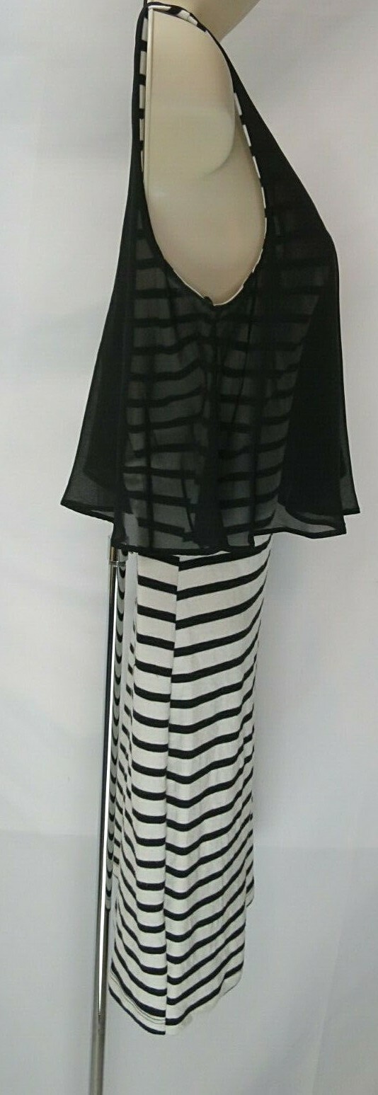 Pattern Making On Neckline Women's Maitai Dress Size S Black & White Sleeveless Scoop Neck Striped ...
