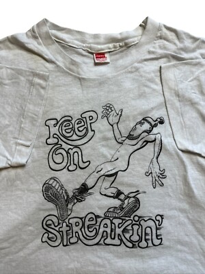 Vintage 60s R. Crumb Style Keep On Streakin Tshirt 1960s Hanes Graphic Tshirt M