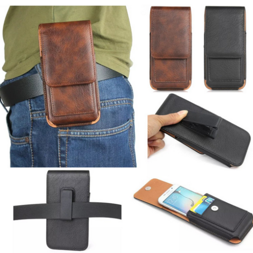 Cell Phone Holster Pouch Leather Wallet Case with Belt Loop for iphone Samsung - Picture 1 of 14