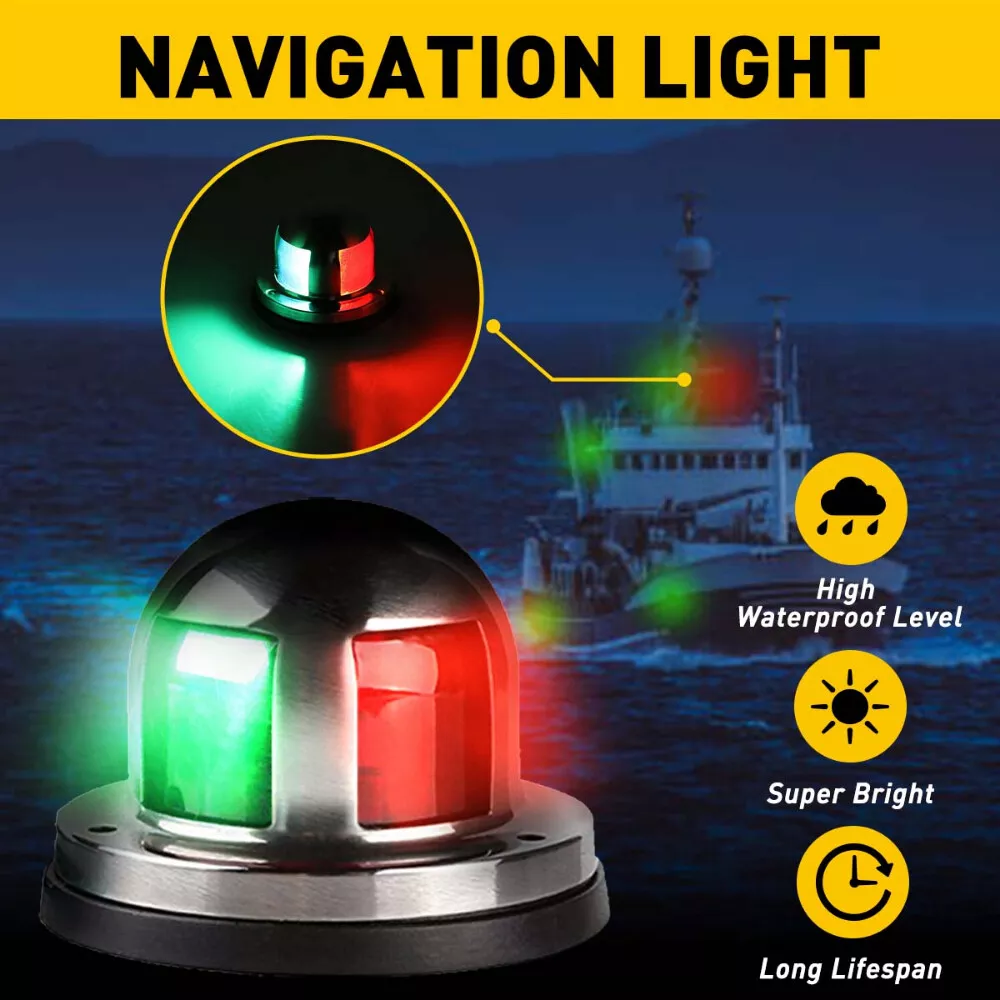 LED Navigation Lights Marine Bow Light for Boat Pontoon Red Green