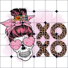 Sublimation Print Skull XOXO Valentines Day Ready to Press Heat Transfer