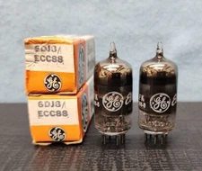 2-GE 6DJ8 ECC88 Vacuum Tubes NOS/NIB Tested Same Date Codes Loc.1A