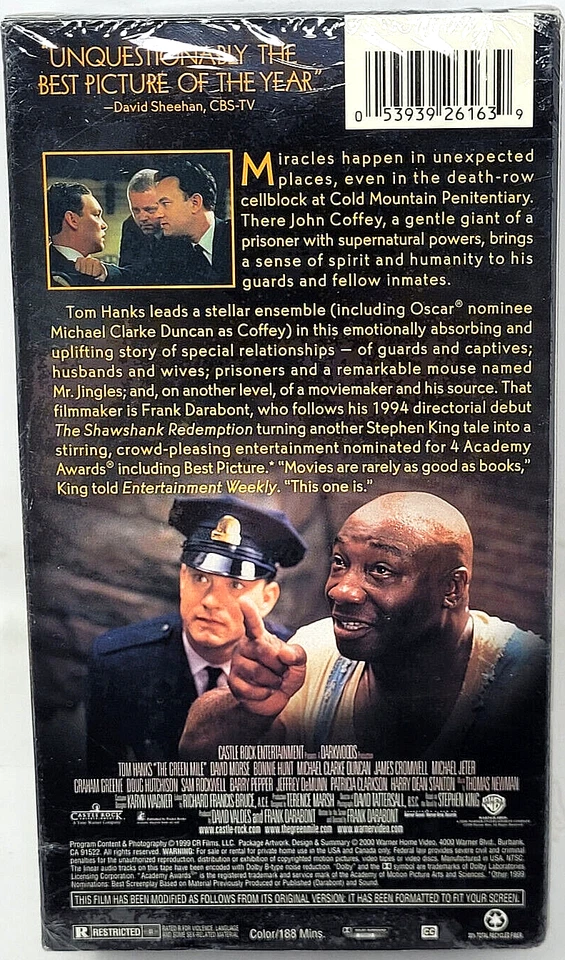The Green Mile Tom Hanks Sealed VHS 2Pack Warner Home Video Watermark C2616 1999 - Image 2 of 4