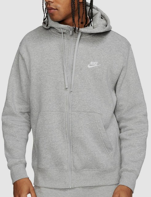 Nike Mens Gray Fleece Full-zip Hooded Swoosh Logo Sweater Sweatshirt Size L for sale online | eBay