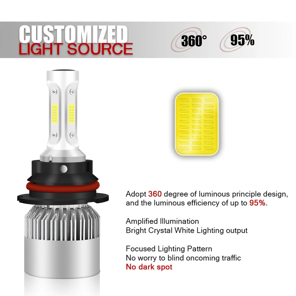 6000K Luz Delantera 9004 LED Faros Coche Luz Alta/Baja Blanca Alta Potencia EE. UU. Foto 2 de 4
