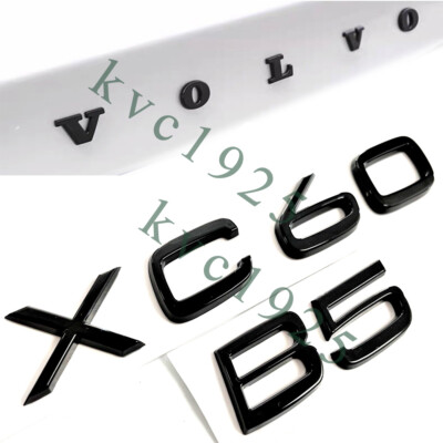 Volvo + XC60 B5 Rear Trunk Lid Letter Logo Badge Nameplate Emblem Gloss Black 3P