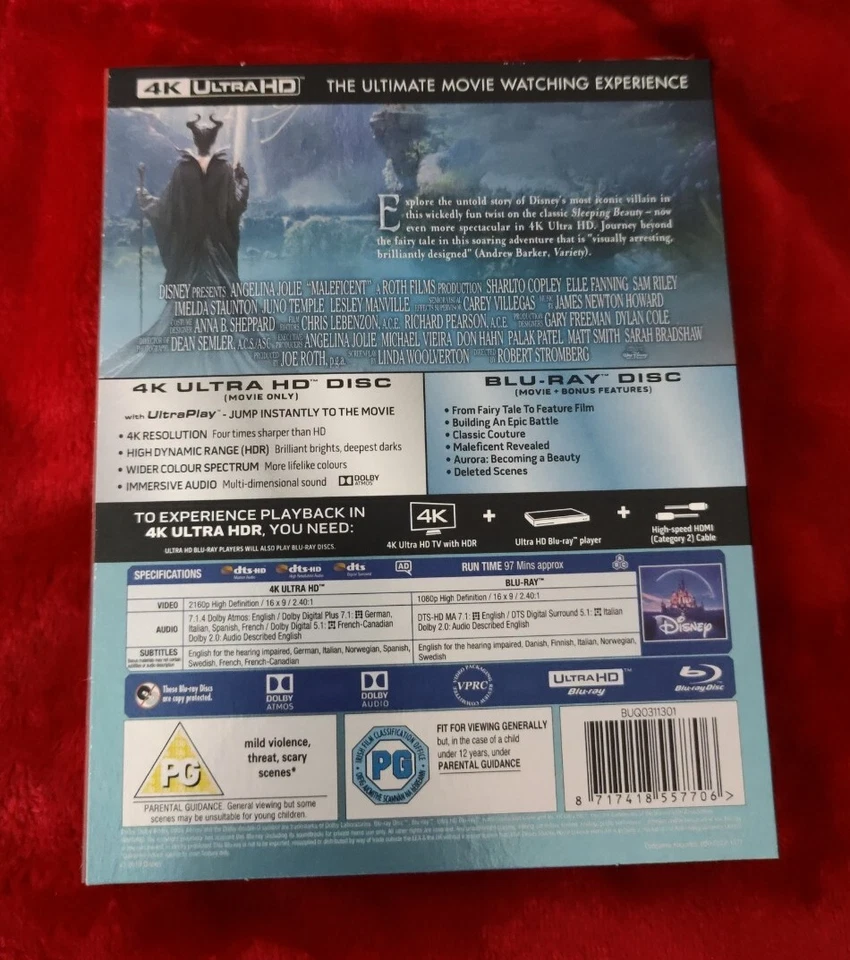 MALEFICENT 4K UHD + BLU RAY NEW AND SEALED WITH SLIPCOVER UK RELEASE - Image 2 of 3