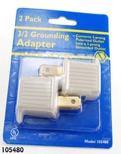 2-Prong to 3-Prong AC Power Adapter (2-Pack), UL listed