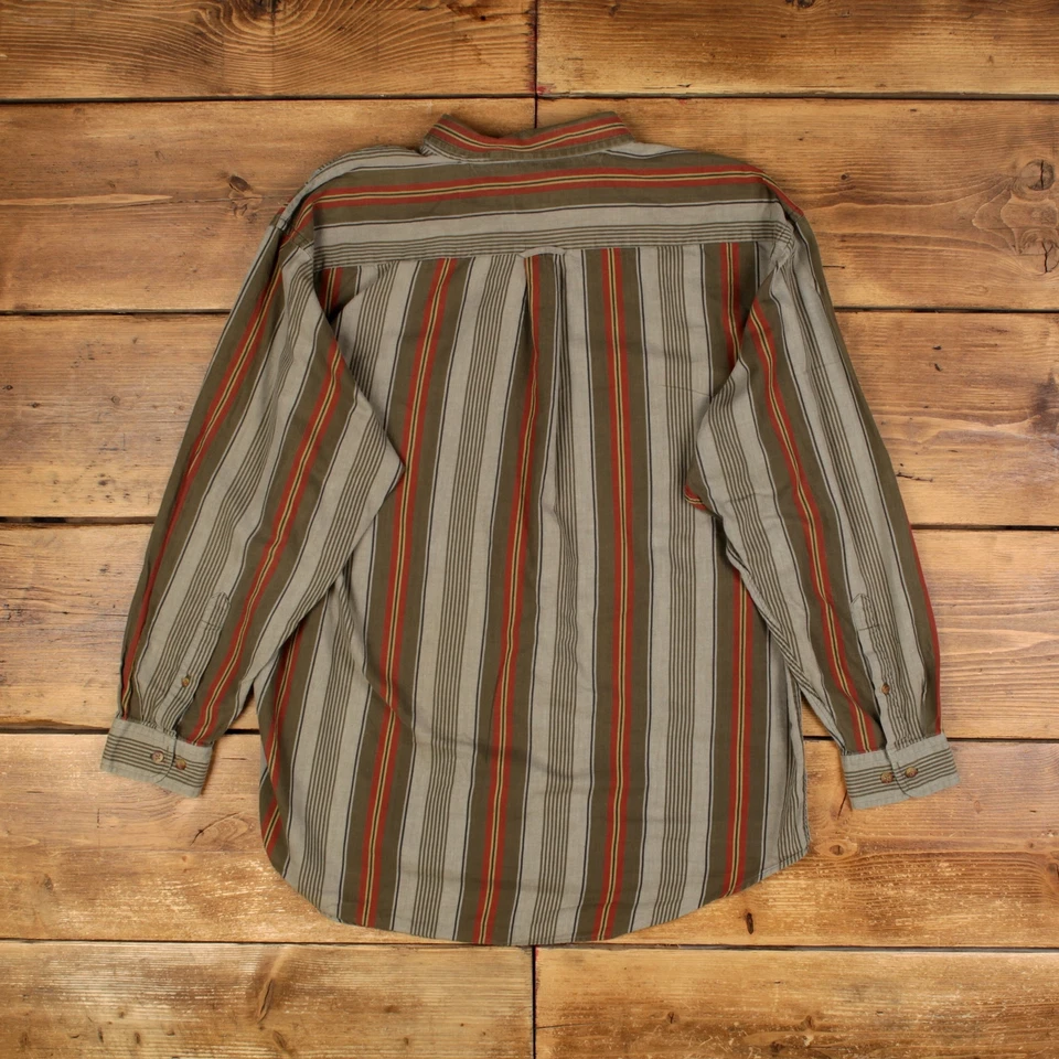 Vintage Joe's Casual Casual Shirt Button XL Mens Long Sleeve Green Striped - Image 2 of 4
