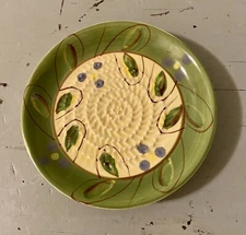 Ceramic Garlic Grater/Zester Plate Green & Light Yellow  5” Diameter