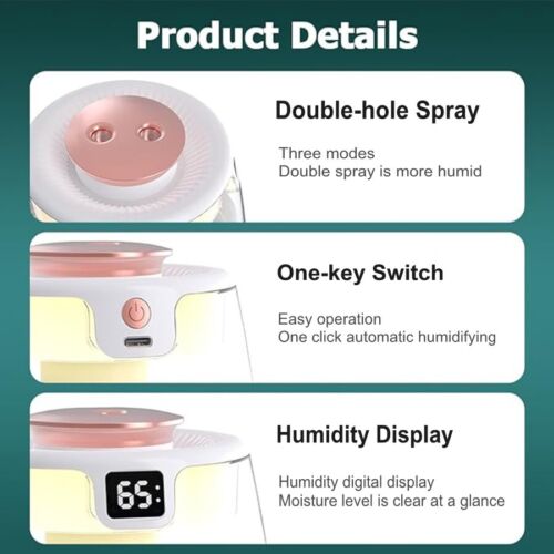 1500ml Humidifiers for Bedroom Ultrasonic Warm Cool Mist LED Humidifier Top Fill - Picture 9 of 12