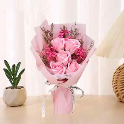 Scented Soap Flower Bouquet Soft Touch Realistic 30X18Cm Handmade Anniversary