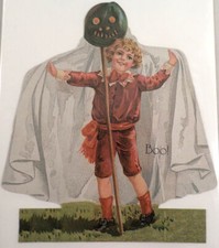 Victorian Turn Of The Century Happy Halloween Boy Ghost Greeting Card #Grc078