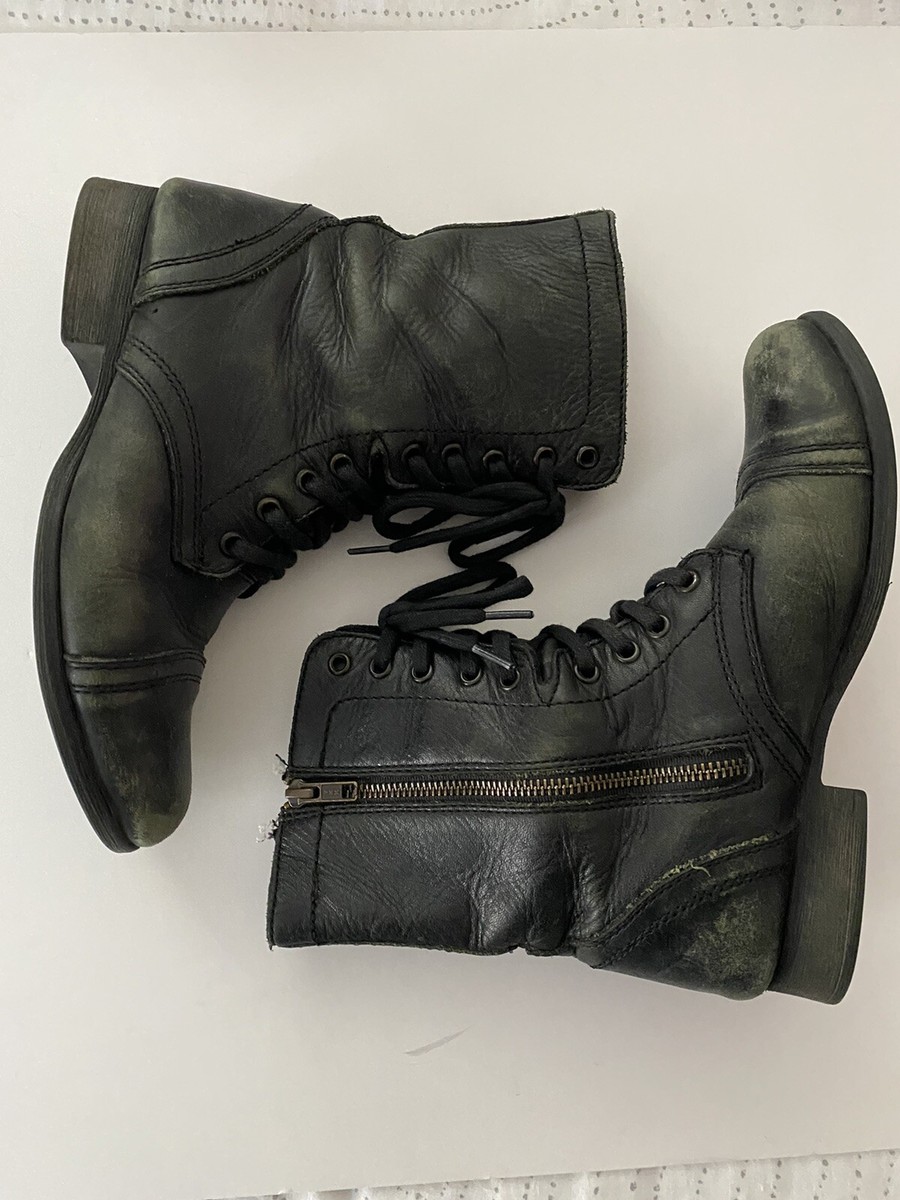 Steve Madden Troopa Combat Black Leather Lace Up Boots 8.5 # Amazon.com | Steve Madden Women main image 2