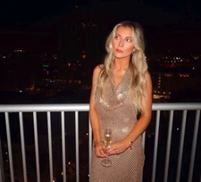 ZARA FW24 WOMAN LONG HALTER COWL-NECK GOLD MESH CAMISOLE DRESS GOLD | 9767/625