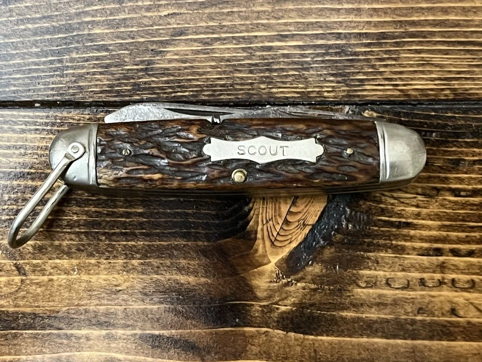 Vintage Challenge Cutlery Company Scout Knife-Jigged Bone Bridgeport Conn EUA - Imagem 3 de 4