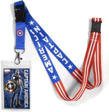 Captain America Red White Blue Shield Logo Lanyard with Logo Badge Holder UNUSED