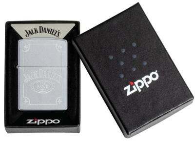 Zippo Satin Chrome Lighter With Engraved Jack Daniels Logo, 49653
