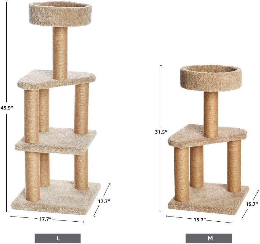 Tiragraffi ad albero per gatti, L (45L x 45W x 117H cm), Beige foto 6