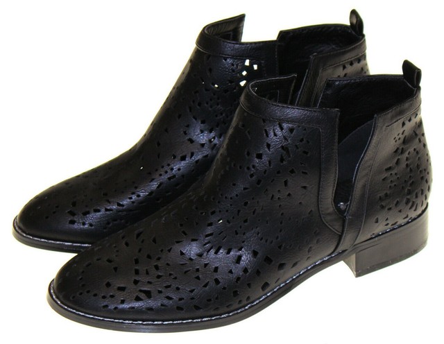 crissy laser cut heeled ankle booties